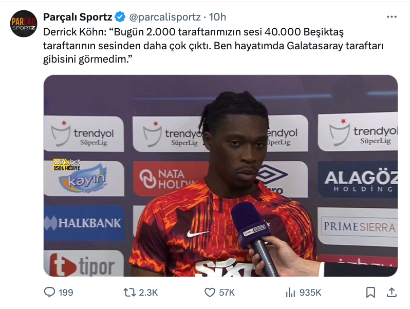 derrick kohn den galatasaray taraftarina ovgu gundem oldu